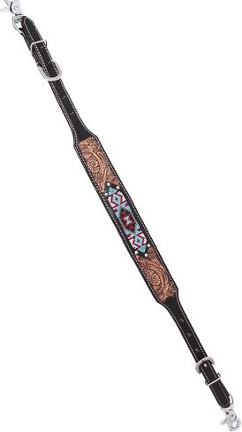 Horse Western Leather Tack Multicolored Floral Hand-Tooled Design Adjustable Wither Breast Collar Strap 105FK17 in Kuwait