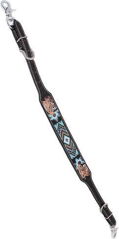 Horse Western Leather Tack Multicolored Floral Hand-Tooled Design Adjustable Wither Breast Collar Strap 105FK17 in Kuwait