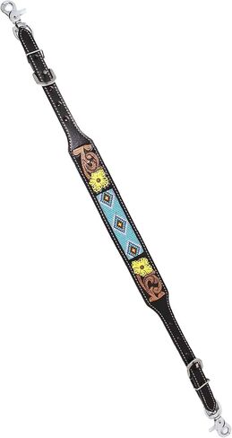 Horse Western Leather Tack Multicolored Floral Hand-Tooled Design Adjustable Wither Breast Collar Strap 105FK17 in Kuwait