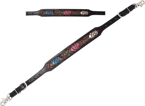 Horse Western Leather Tack Multicolored Floral Hand-Tooled Design Adjustable Wither Breast Collar Strap 105FK17 in Kuwait