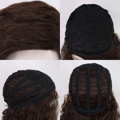 Mens Black Wig Shoulder Length Hair Natural Black Curly Male Wig Heat Resistant Synthetic Cosplay Costume Hair Replacement in Saudi Arabia