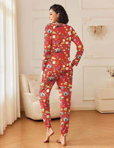 Ekouaer 2 Pack Womens Pajamas Set Long Sleeve Sleepwear Top and Jogger Pants Lounge Sets Cozy Pjs Loungewear S-XXL in Saudi Arabia