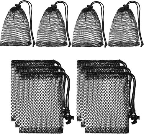 10Pcs Small Mesh Bags, 8x6 inch Drawstring Black Bag, Mini Nylon Net Bags with Drawstrings, Sports Equipment Small Gym Bag for Football, Golf Stuff Balls in Saudi Arabia