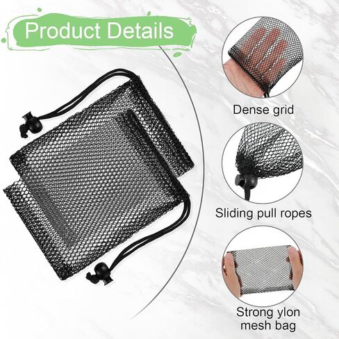 10Pcs Small Mesh Bags, 8x6 inch Drawstring Black Bag, Mini Nylon Net Bags with Drawstrings, Sports Equipment Small Gym Bag for Football, Golf Stuff Balls in Saudi Arabia