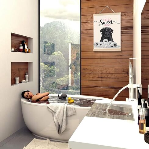 Tabby Cat Bathroom Wall Art, Green Bathroom Wall Decor, Orange Cat Decor, Cat Bathroom Decor, Japanese Bathroom Decor, Cat Bathroom Aesthetic Canvas Wall Art Poster Hanger Frame, 12x16 Inches in Kuwait