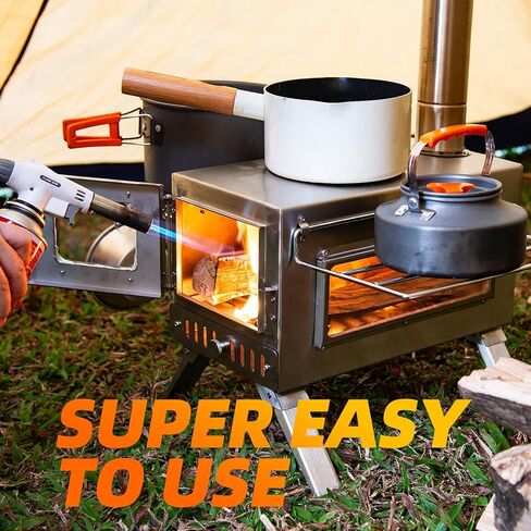 موقد خيمة ساخن ، موقد حرق الخشب ، موقد خشبي صغير مع 7 أنابيب مدخنة غير قابلة للصدأ للتدفئة والطهي في الهواء الطلق وصيد الجليد والصيد in Kuwait