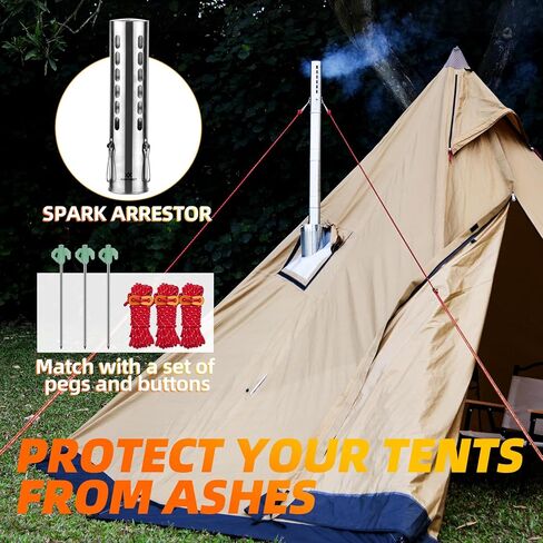 موقد خيمة ساخن ، موقد حرق الخشب ، موقد خشبي صغير مع 7 أنابيب مدخنة غير قابلة للصدأ للتدفئة والطهي في الهواء الطلق وصيد الجليد والصيد in Kuwait