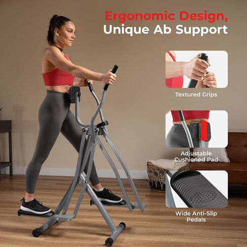 Sunny Health & Fitness Air Smart Air Walk Ellimptical ، آلة قابلة للطي مع خطوة 30 بوصة ، Cardio Cross Trainer Glider لممارسة التمرينات المنزلية ، رابط Bluetooth Sunnyfit المجاني ، مقاومة قابلة للتعديل اختياري in Kuwait
