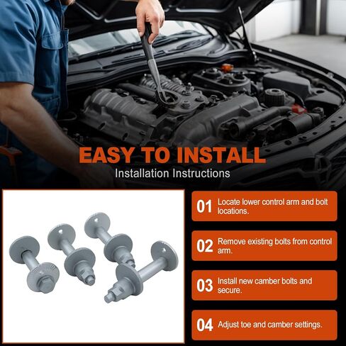 4PCS Lower Control Arm Cam Bolts Kit for Toyota Tundra, Sequoia 2008-2019, Front Alignment Camber Toe Adjustment Bolts -OE# 48409-34041, 48190-34010 in Saudi Arabia