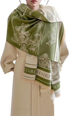 Warm Scarf Cashmere Shawl Women Artistic Landscape Painting Reversible Scarf With Tassel Large Long Pashmina Stole in Saudi Arabia