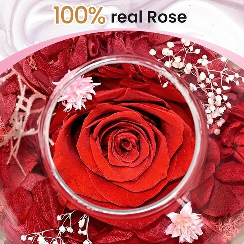 Birthday Gifts for Women,Eternal Preserved Real Rose with Scented Candle(Vinilla9Pcs+Rose9Pcs),Preserved Rose in Glass Dome, Christmas Valentine for Her Mom Girlfriend,Home Decor in Saudi Arabia