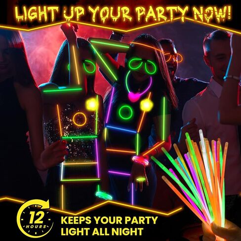 Lewtemi 8 Set Glow Stick Figure Costume, 612 Pcs Light up Stick Figure Costume, Glow in the Dark Outfits, Include Eyeglasses, Earring, Rings, Badge for Halloween Birthday Party Supplies in Saudi Arabia