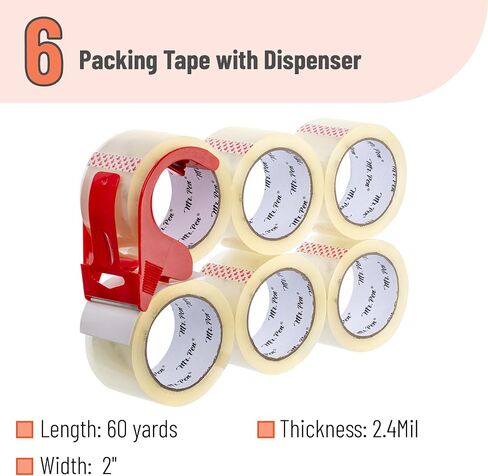 Mr. Pen- Packing Tapes, 2" Wide, 60 Yard, Brown, 2 Pack with 1 Dispenser Gun, 2.6 mil, Heavy Duty Packing Tape with Dispenser, Packaging Tape, Clear Packing Tape Gun for Packing Boxes, Moving Tape in Saudi Arabia