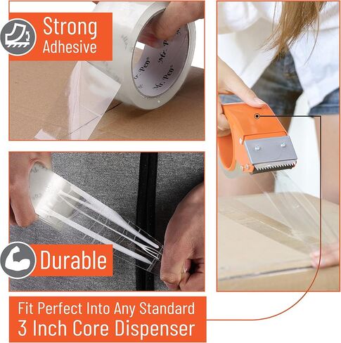 Mr. Pen- Packing Tapes, 2" Wide, 60 Yard, Brown, 2 Pack with 1 Dispenser Gun, 2.6 mil, Heavy Duty Packing Tape with Dispenser, Packaging Tape, Clear Packing Tape Gun for Packing Boxes, Moving Tape in Saudi Arabia