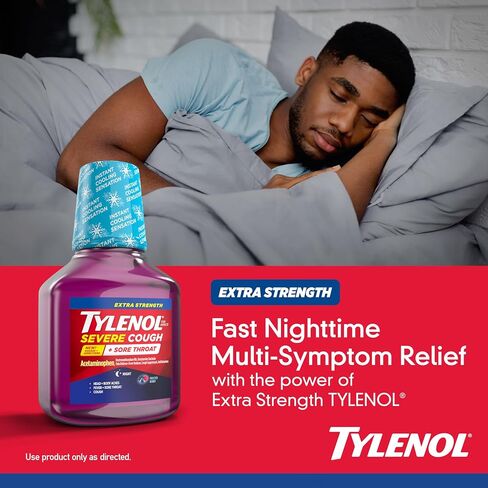 Tylenol Cold + Flu Severe Medicine w/Acetaminophen, DextromethorphanHBr, Guaifenesin, PhenylephrineHCI, Liquid Daytime Cold/Fever & Chest Congestion Relief, Warming Honey Lemon, 8 Fl. Oz in Saudi Arabia