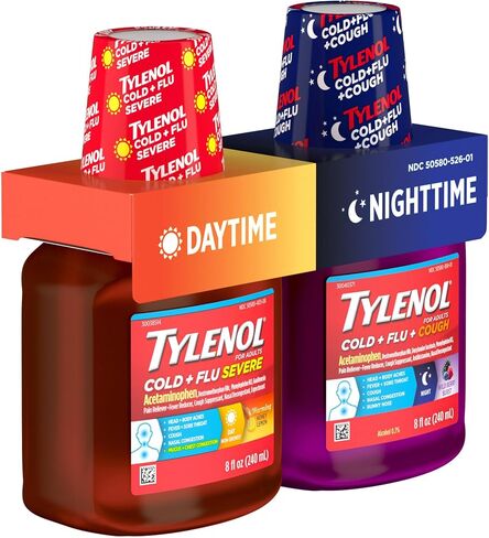 Tylenol Cold + Flu Severe Medicine w/Acetaminophen, DextromethorphanHBr, Guaifenesin, PhenylephrineHCI, Liquid Daytime Cold/Fever & Chest Congestion Relief, Warming Honey Lemon, 8 Fl. Oz in Saudi Arabia