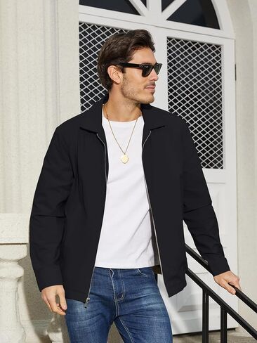 TACVASEN Mens Lightweight Windbreaker Full Zip Up Laydown Collar Jackets Light Casual Coat with Zip Pockets in Saudi Arabia