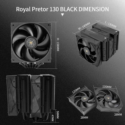 Thermalright Royal Pretor 130 CPU White CPU ، تبريد CPU Heathink ، TL-H12W-X28 و TL-HD13W-X28 ، متوافق مع Intel LGA115x/1200/1700/1851 ؛ منصات AM4/AM5 ، برج سطح المكتب Cooling in Kuwait
