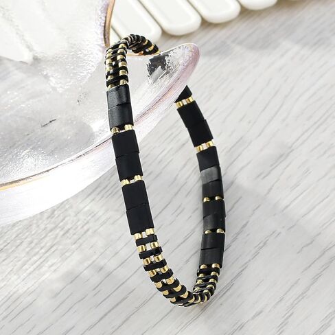 KELITCH Classic Tila Beads Bracelets Friendship Wrap Bracelets Boho Couples Cuff Bangles - 09I in Saudi Arabia