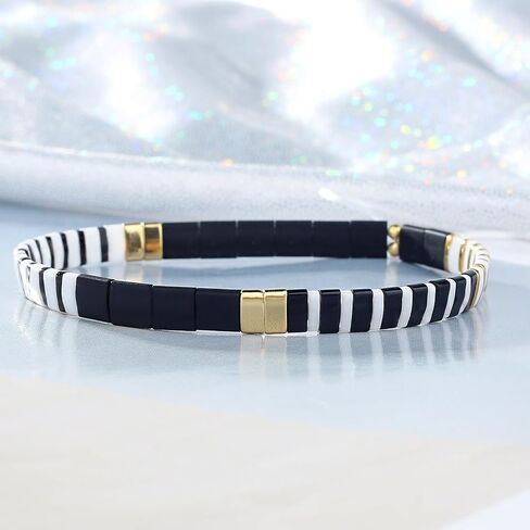 KELITCH Classic Tila Beads Bracelets Friendship Wrap Bracelets Boho Couples Cuff Bangles - 09I in Saudi Arabia
