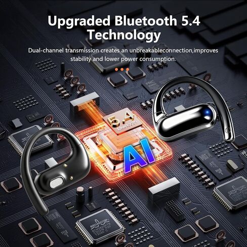 في أذن Bluetooth 5.4 سماعات أذن مع علبة شحن شاشة رقمية ، وقت تشغيل لمدة 36 ساعة ، صوت ستيريو باس عميق ، IP7 مقاوم للماء ، مناسب لللياقة والمشي والتمرين (أبيض) in Saudi Arabia