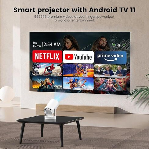جهاز عرض صغير مع WiFi 6 و Bluetooth 5 ، HY320 Full HD 4K Support ، جهاز العرض المحمول Android 11 ، 300ANSI Auto Keystone Correction 130 " in Kuwait