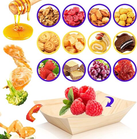 MotBach 100 Pack 3Lb Paper Food Boat Trays Disposable Paper Boat Containers, Wood Grain Kraft Food Serving Tray Boats Plates for Snack Popcorn Dessert Hot Dog Sandwich Burger Taco Fries Nacho in Saudi Arabia