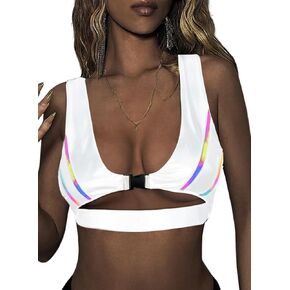 قميص علوي عاكس للضوء للنساء - قميص للمهرجانات مزود بإبزيم EDC وقميص تحت الصدر مثير بيكيني وصدرية للحفلات الموسيقية in Kuwait