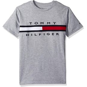 Tommy Hilfiger Boys' Short Sleeve Graphic Crew Neck T-Shirt, Soft, Comfortable, Relaxed Fit, Varsity Bright White, 10-12 in Kuwait