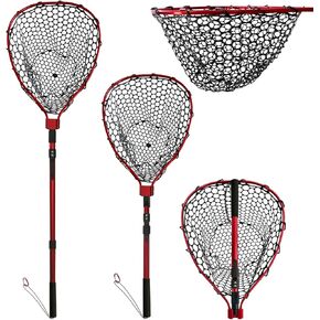 صيد الأسماك الشبكة المزدوجة ترقية قابلة للطي (إطار أحمر مع مقبض أسود ، عمق صافي 50 سم) in Kuwait