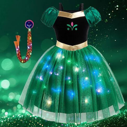 Light Up Princess Fairy Costume for Toddler Girls, Birthday Party Fairy Dress Up with Butterfly Wings, Purple in Kuwait