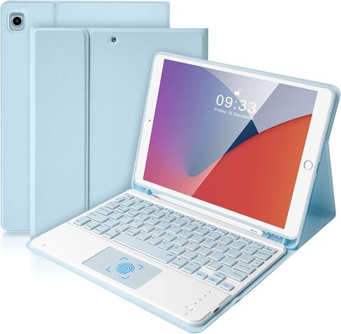 SOPPY Bluetooth Keyboard Case with Touchpad for iPad 9th Gen 2021, 8th Gen 2020, 7th Gen 2019 10.2", Air 3 & Pro 10.5", Detachable Wireless Keyboard, Slim Protective Cover, Rechargeable, Black in Kuwait