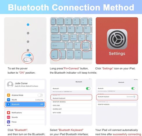 SOPPY Bluetooth Keyboard Case with Touchpad for iPad 9th Gen 2021, 8th Gen 2020, 7th Gen 2019 10.2", Air 3 & Pro 10.5", Detachable Wireless Keyboard, Slim Protective Cover, Rechargeable, Black in Kuwait
