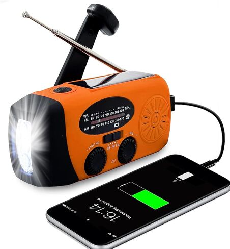 Emergency Hand Crank Radio with 3 LED Flashlight, AM/FM NOAA Weather Radio, 2000mAh Portable Radio with SOS Alarm, USB-C Charged & SOS Alarm & Flashlight for Indoor/Outdoor Emergencies (Red) in Saudi Arabia