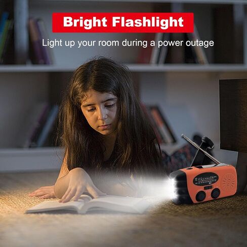 Emergency Hand Crank Radio with 3 LED Flashlight, AM/FM NOAA Weather Radio, 2000mAh Portable Radio with SOS Alarm, USB-C Charged & SOS Alarm & Flashlight for Indoor/Outdoor Emergencies (Red) in Saudi Arabia