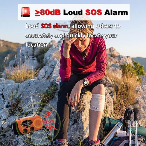 Emergency Hand Crank Radio with 3 LED Flashlight, AM/FM NOAA Weather Radio, 2000mAh Portable Radio with SOS Alarm, USB-C Charged & SOS Alarm & Flashlight for Indoor/Outdoor Emergencies (Red) in Saudi Arabia