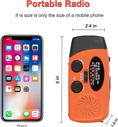 Emergency Hand Crank Radio with 3 LED Flashlight, AM/FM NOAA Weather Radio, 2000mAh Portable Radio with SOS Alarm, USB-C Charged & SOS Alarm & Flashlight for Indoor/Outdoor Emergencies (Red) in Saudi Arabia