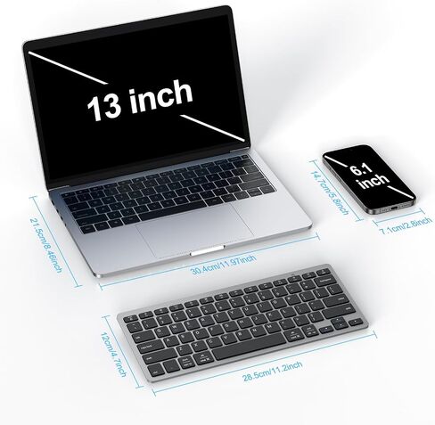 OMOTON 2.4G لوحة مفاتيح لاسلكية للفوز 7/8/10 مع USB & TYPE C و Ultra Slim و Compact هادئ ومتوافق مع سطح مكتب الكمبيوتر المحمول والكمبيوتر الشخصي (رمادي) in Saudi Arabia