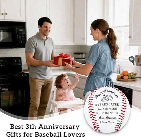 3 Year Anniversary Baseball Gifts for Him Her, 3rd Anniversary Wedding Gifts for Husband Wife, Leather Third Anniv. Birthday Gift for Couple, Leather Baseballs Gift for Men Boyfriend Baseball Lovers in Saudi Arabia