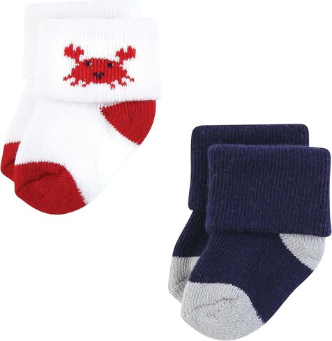Hudson Baby Baby Infant Boy Cotton Rich Newborn and Terry Socks, Blue Green Heel Toe, 0-6 Months in Saudi Arabia