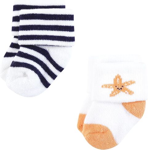 Hudson Baby Baby Infant Boy Cotton Rich Newborn and Terry Socks, Blue Green Heel Toe, 0-6 Months in Saudi Arabia