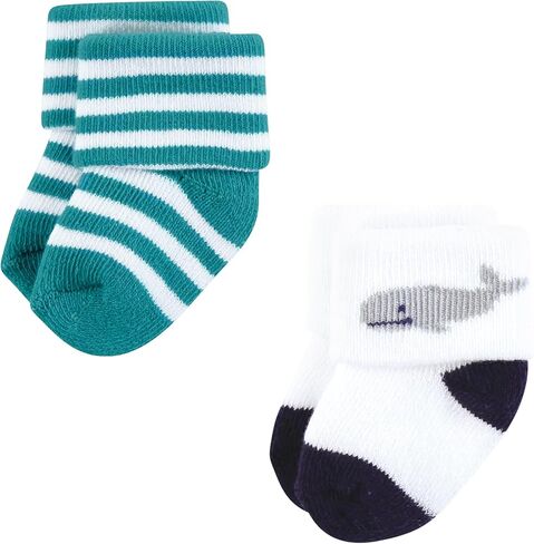 Hudson Baby Baby Infant Boy Cotton Rich Newborn and Terry Socks, Blue Green Heel Toe, 0-6 Months in Saudi Arabia