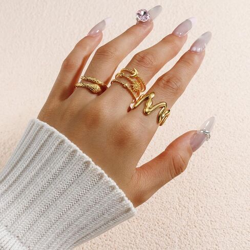 Betty & Sarah 9pcs حلقات الذهب للنساء غير المشوهة ، و 18K مطلي بالذهب حلقات قابلة للتكديس قابلة للتكديس ، وفتح هدايا خاتم المفاصل in Kuwait