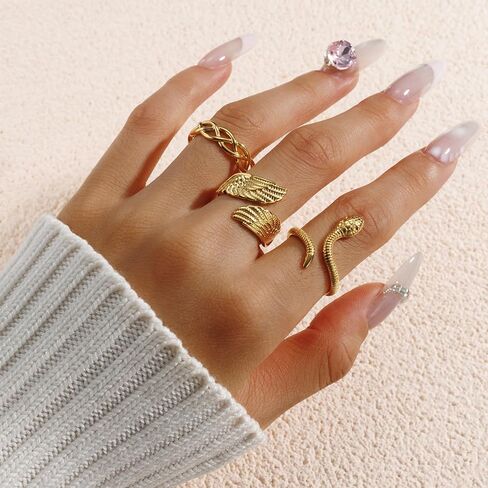 Betty & Sarah 9pcs حلقات الذهب للنساء غير المشوهة ، و 18K مطلي بالذهب حلقات قابلة للتكديس قابلة للتكديس ، وفتح هدايا خاتم المفاصل in Kuwait