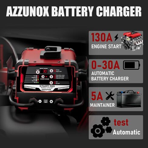 Professional 50-Amp Battery Charger, 12V and 24V Automotive Charger, 250 Cranking Amps, Trickle Charger Smart Battery Maintainer, Ideal for Motorcycle Cars Trucks Marine Batteries etc in Saudi Arabia