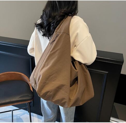 Slouchy Tote Bag 2025 Nylon Solid Pleated Handbag Men Women Large Shoulder Travel Gym Commute Hobo Weekend Vacation in Saudi Arabia