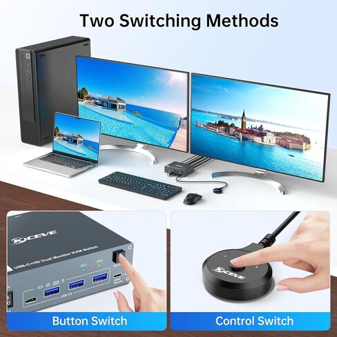 8K HDMI KVM Switch 1 Monitors 2 Computers Support 8K@60Hz 4K@120Hz,USB 3.0 HDMI KVM Switches Share 1 Monitor and 3 USB Devices,Wired Remote,12V Power Adapter and 2 USB3.0 Cables Included. in Saudi Arabia