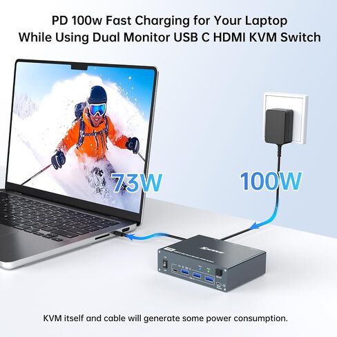 8K HDMI KVM Switch 1 Monitors 2 Computers Support 8K@60Hz 4K@120Hz,USB 3.0 HDMI KVM Switches Share 1 Monitor and 3 USB Devices,Wired Remote,12V Power Adapter and 2 USB3.0 Cables Included. in Saudi Arabia
