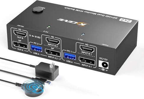 8K HDMI KVM Switch 1 شاشات 2 Computers دعم 8K@60Hz 4K@120Hz ، USB 3.0 HDMI KVM Switches Share 1 Monitor و 3 أجهزة USB ، عن بعد السلكية ، محول الطاقة 12 فولت و 2 USB3.0 كابلات. in Kuwait