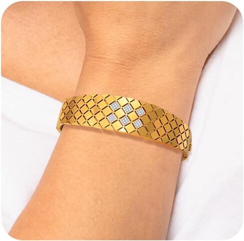 Surgical Steel 14K Gold Plated Bangle Bracelets for Women Set, Cuff Bracelets Trendy Hypoallergenic Stackable Bracelets for Women in Saudi Arabia